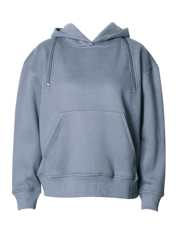 Zipper Off-The-Shoulder Two Ways To Wear Plus Velvet Hoodies&Sweatshirt