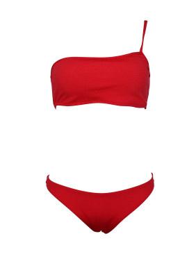 Ribbed Bandeau Plain Bikini