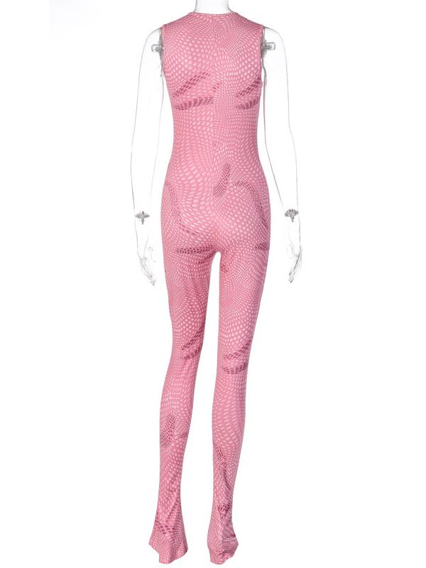 Printed Wrap Sleeveless U-Neck Sports Jumpsuits