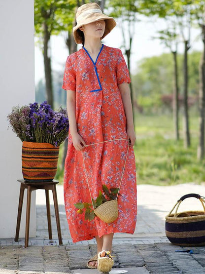 Literary Retro Ramie Cotton Long Dress