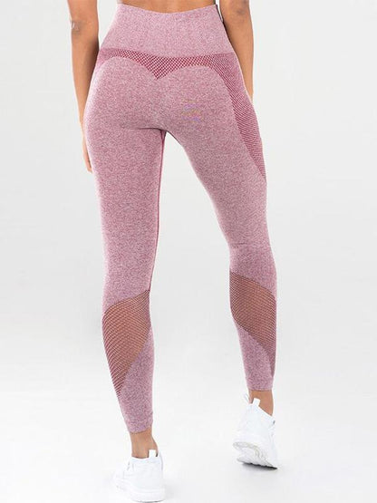 Solid Sports Mesh Panel Leggings