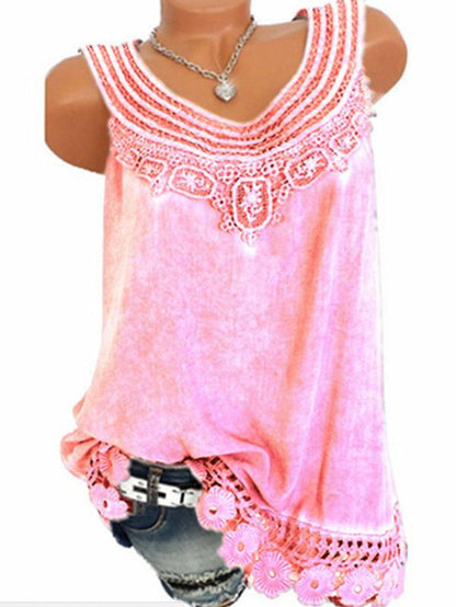 Short Cotton T-Shirt Lace Embroidered