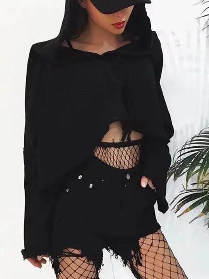 Cut Out Hooded Sweatshirts