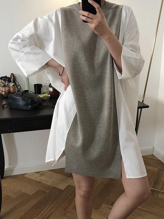 Loose Simple Split-joint Mini Dresses