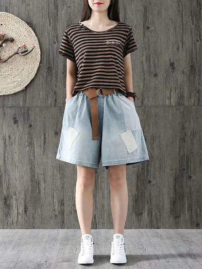 Loose Solid Split-joint Shorts Bottom