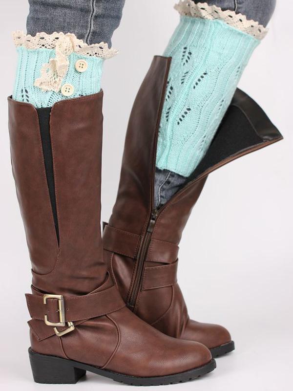 Lace Solid Color Knitting Ankle Socks