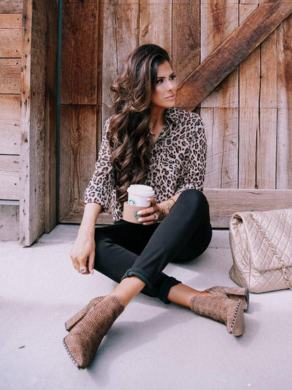 Leopard Printed Bohemia Blouse Top
