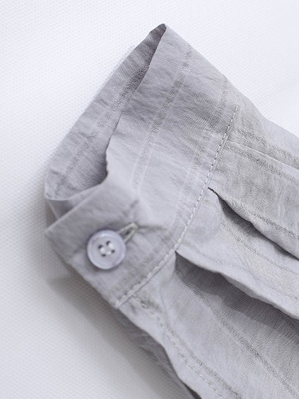 Casual Split-Back Sun Protection V-Neck Long Sleeves Blouses