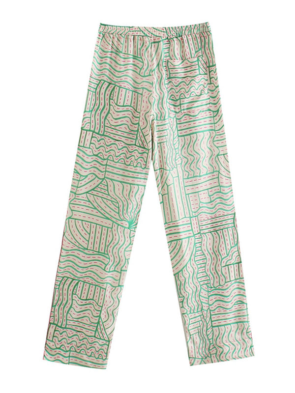 Fashion Asymmetric Printed Column Pants