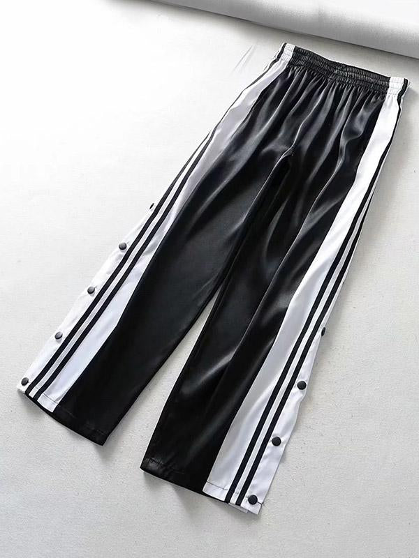 Contrast Color Loose Casual Wide Leg Pants Bottoms