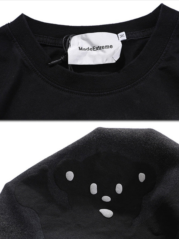 Vintage Round-Neck Bear Print Loose T-Shirts Tops