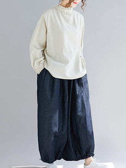 Loose Plus Size Denim Bloomers Pants