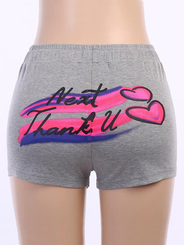 Fashion Wrap Letters Printed Sports Shorts