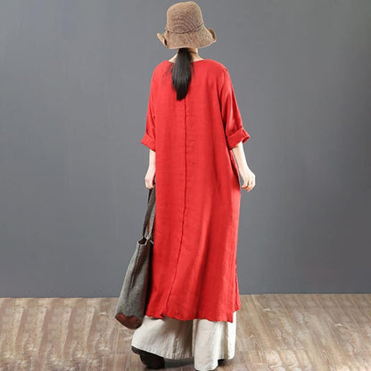 Casual Long Sleeve Spliced Women Dress