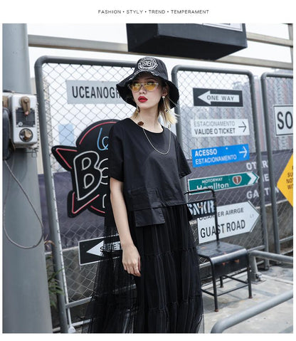 Split-joint  Plus Size Lace T-shirt Top