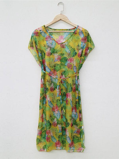 Round Neck Bandage See-through Cover-ups