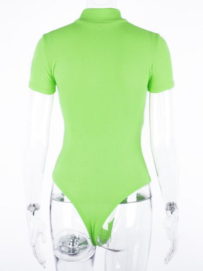 Short Sleeve Zipper Bodysuits