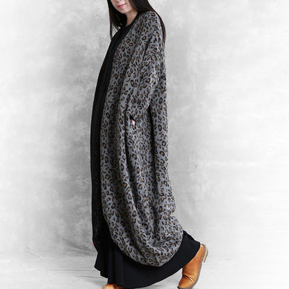 Buykud Loose Literary Printed Warm Thick Long Coat