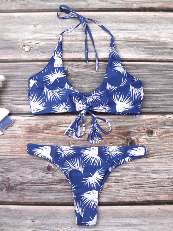 Digital Printed Halter-neck Bikinis Swimwear