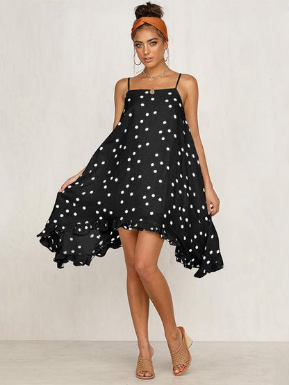 Bohemia Spaghetti-neck Dot Mini Dresses