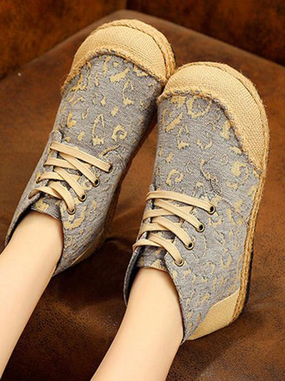 Leopard Thick Bottom Straw Shoes