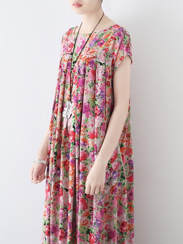 Original Floral Round-Neck Dress