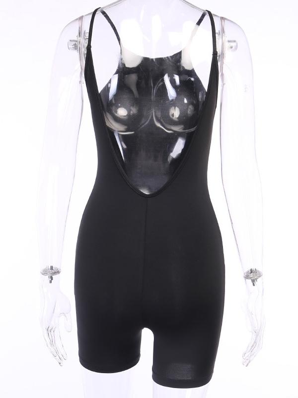 Solid Color Sexy Wrap Spaghetti-Neck Backless Rompers