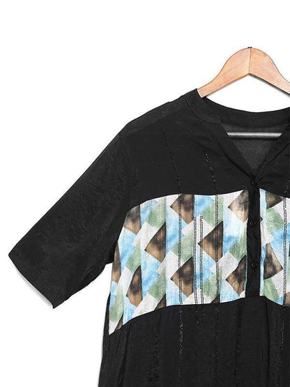 Original Printed V-Neck Blouses&Shirts Tops