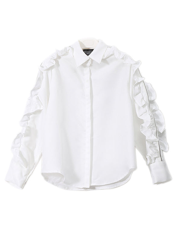 Original Falbala Sleeves Lapel Long Sleeve Shirt