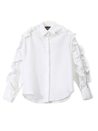 Original Falbala Sleeves Lapel Long Sleeve Shirt