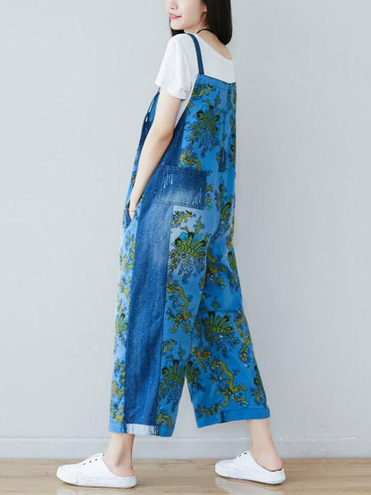 Multicolor Printed Wide Leg Jean Pants