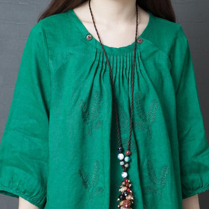 Casual Womens Vintage Linen Half Sleeve Dress