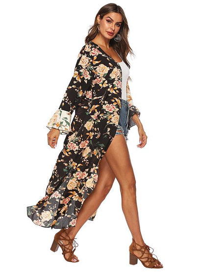Sexy Printed Bikini Cardigan Beach Long Cover Up