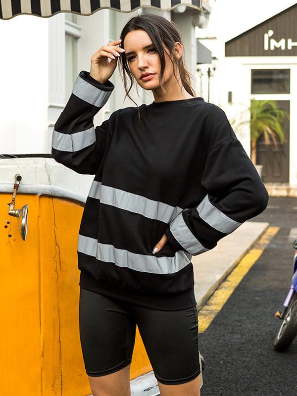 Reflective Striped Split-joint Sweatshirt