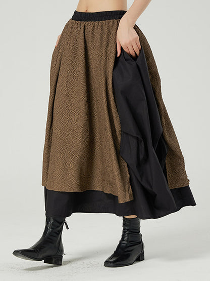 Vintage Tiered Elasticity Waist Loose Skirts