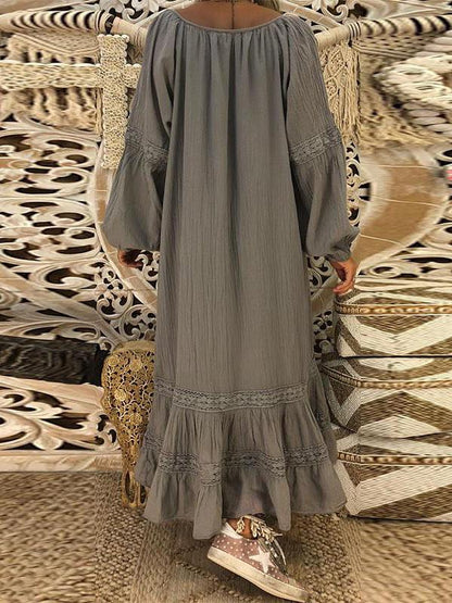 Long Sleeves Lace Loose Maxi Dress