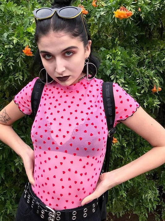 Mock Neck Frilled Crop Tee