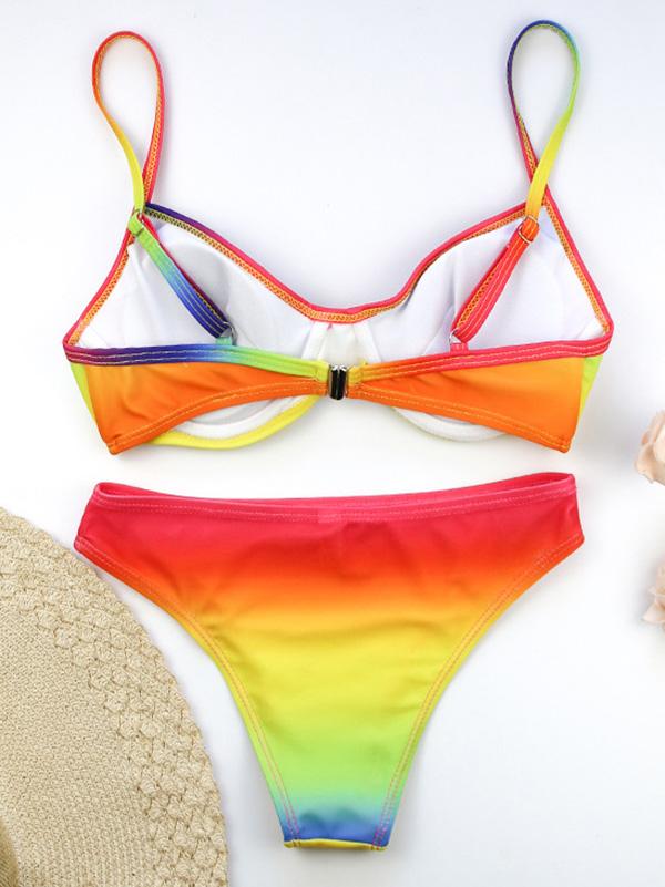 Ombre Contrast Floral Bikini Swimsuit