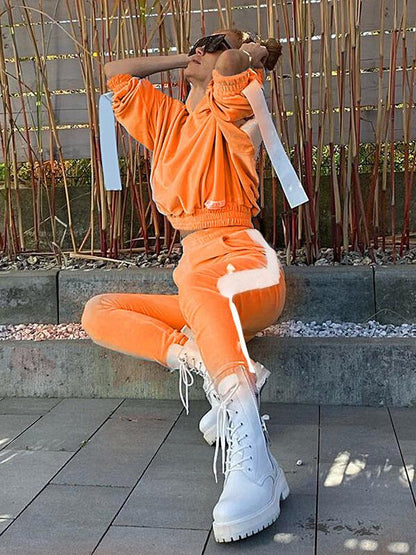 Fashion 2 Colors Sports Top And Athletic Pants Suits