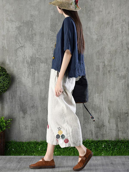 Vintage Asymmetric Embroidered Solid Shirt