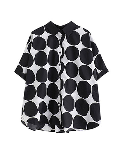 Original Loose Polka-Dot Blouse&Harem Pants 2 Pieces Set