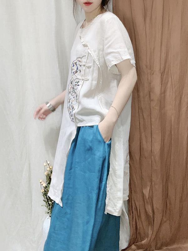 Original Embroidered Buckle Irregularity Tops