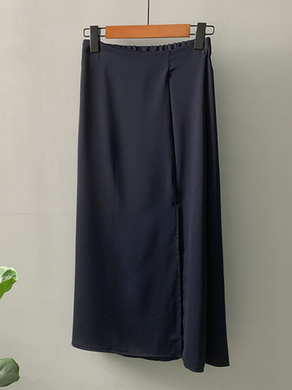 Original Solid Irregularity Split-Side A-Line Skirt