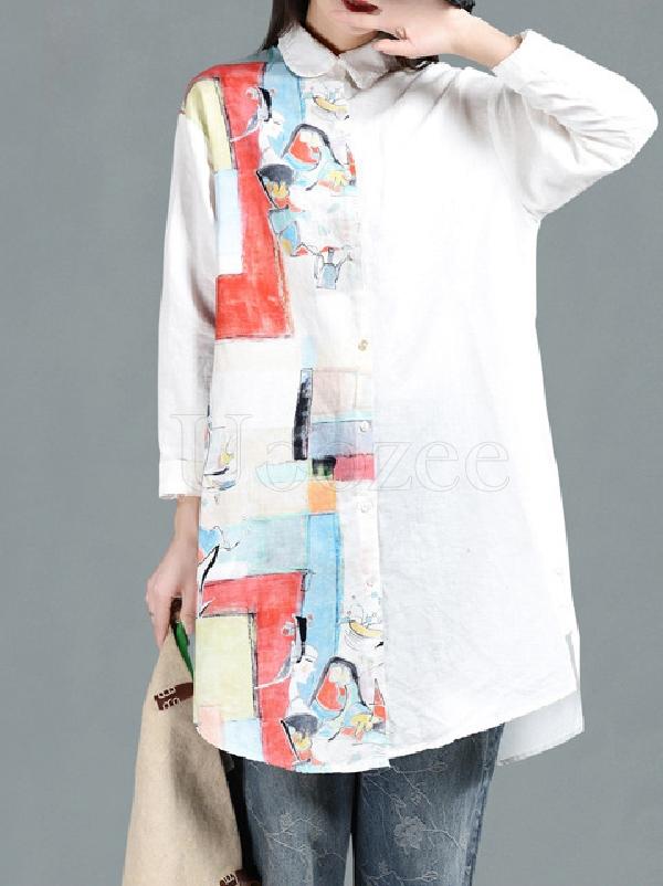 Vintage Floral Printed Cropped Shirt