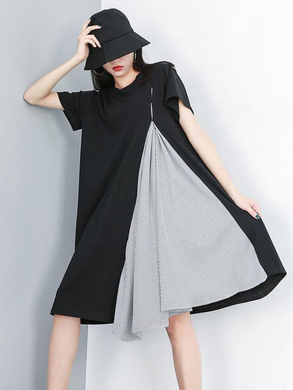 Stripe Split-joint Long Shirt Dress