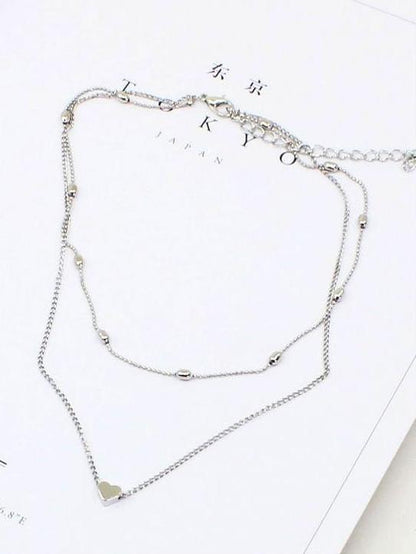 Peach Heart Multilayer Necklace Accessories