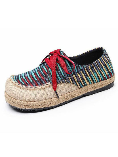 Canvas Lace-up Flat Shoes