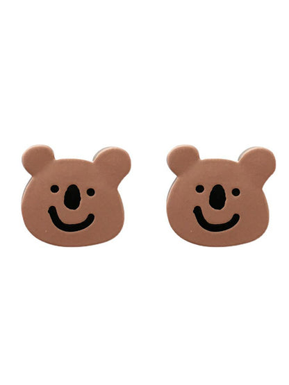 Cute Cartoon Smile Bear Printed Earrings