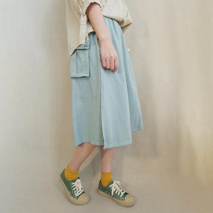 Double Layer Solid Color Pockets A-Line Skirt