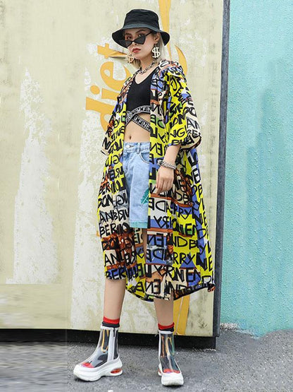 Loose Oversize Letter Cool Sun Protection Coat